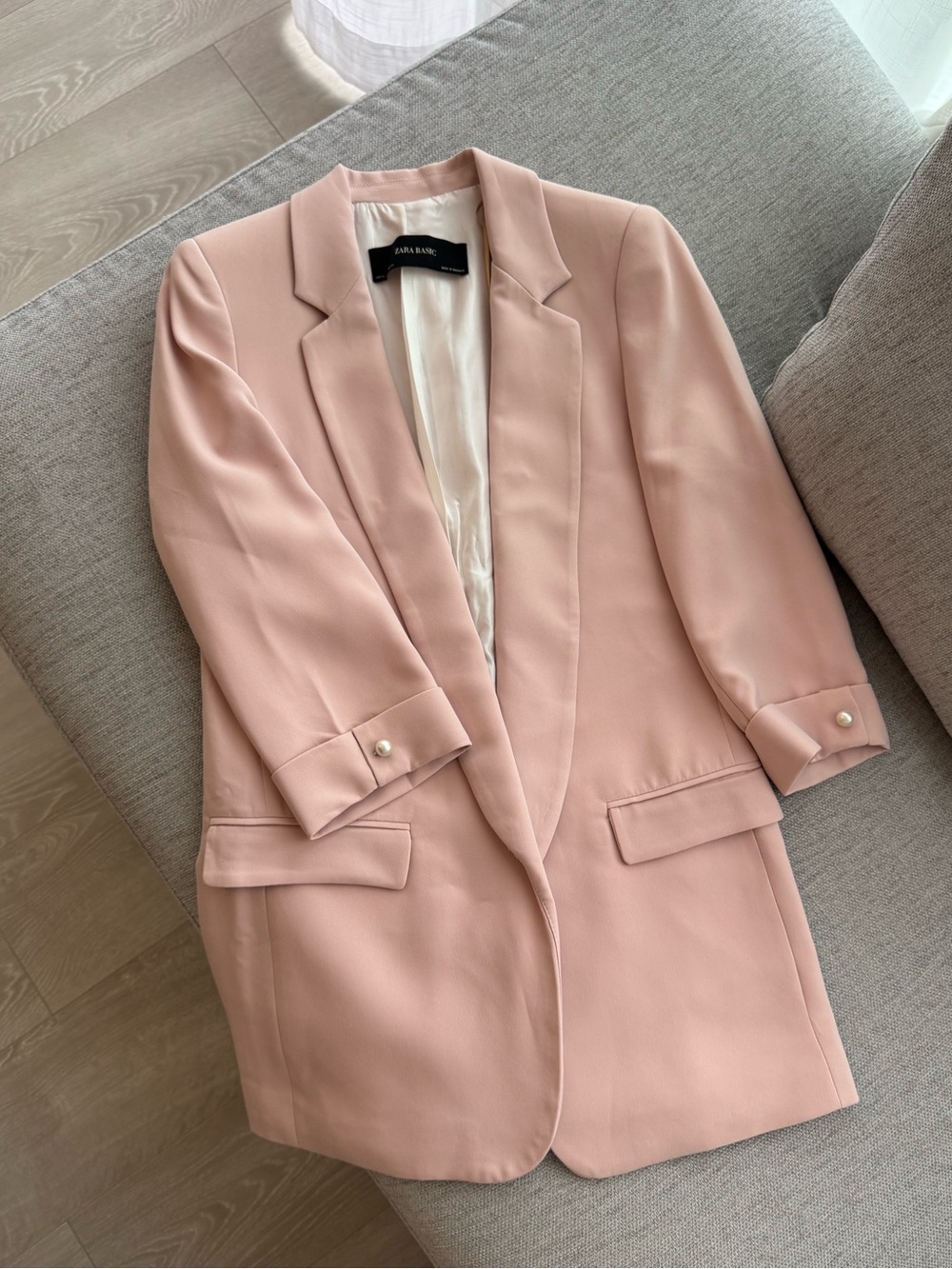 Zara Pale Pink Longline Blazer